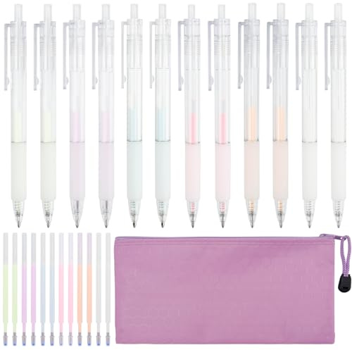 Towviy 12 Stück Schnell Trocknender Klebestift, Feiner Flüssiger Klebestift + 12 Ersatzminen + 1 Tasche Selbstklebende Klebestifte Quick Dry Glue Pen für DIY Scrapbooking Papier