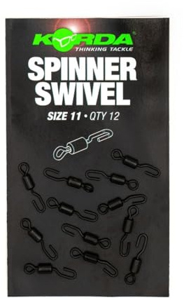 Korda Spinner Swivel XX, Angelwirbel speziell für Spinner Rigs, für unauffällige Montagen und schnellen Hakenwechsel, Größe 11, 12 Stück pro Packung
