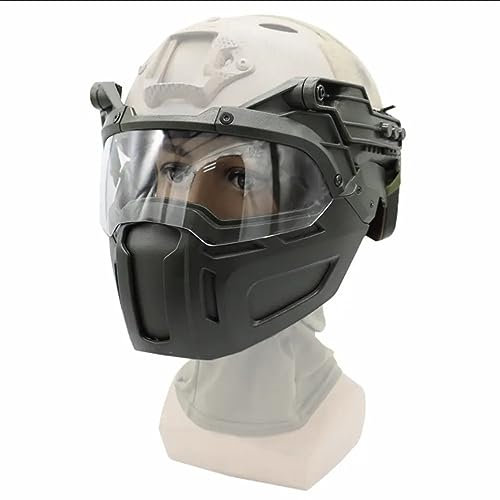 Fotrsta Taktische Helme Halbe Maske Mit Adjustable Schutzbrille Jagd Airsoft Cs Kriegsspiel Vollmaske for Voller Gesichtsschutz Fast Helme Ausrüstung Für CS-Kriegsspiel, BB-Pistole