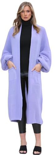 Hamishkane Damen Ballon Ärmel Gestrickt Maxi Strickjacke Übergroß Winter Langleine Sweater Jumper