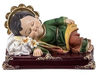 DRW Figura San Jose Dormido Estilo Infantil Resina Pintada a Mano 10 cm
