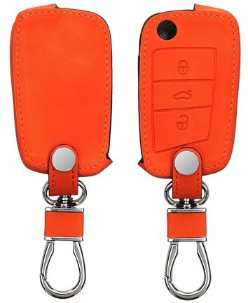 kwmobile Schlüsselhülle für VW Golf 7 MK7 3-Tasten Autoschlüssel Hülle - Autoschlüssel Schlüssel Hülle - Schlüsselcover aus Kunstleder in Orange