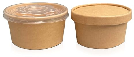 We Can Source It Ltd - Round Kraft Sauce Portion Pots 7oz with Paper Lids – Cardboard Food Containers for Sauces, Dips & Dressings – Ideal for Takeaway, Catering & Restaurant Use - Pack of 200