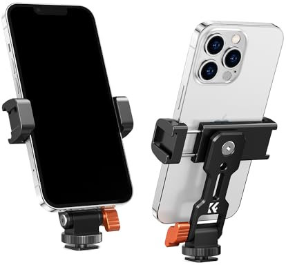 K&F CONCEPT Adaptador de Trípode de Móvil, Soporte Teléfono Móvil Trípode Adaptador, con 2 Zapatas Frías, Compatible con iPhone 17/16/15/14/13, Sumsung, Xiaomi