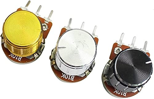 Schalter Encoder 5 teile/los Carbon Film Potentiometer WH148 15mm, mit Drehschalter Knöpfe Kappe Kit B1K 2K 5K 10K 20K 50K 100K 250K 500K 1M Zubehör für Industrieschalter (Size : Silver - B20K)