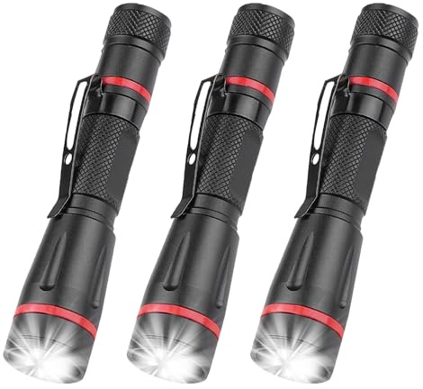 MODOAO Linternas de bolsillo pequeñas, linterna de emergencia ultrabrillante, impermeable, con clip de bolsillo para senderismo, camping, emergencia, al aire libre (paquete de 3)