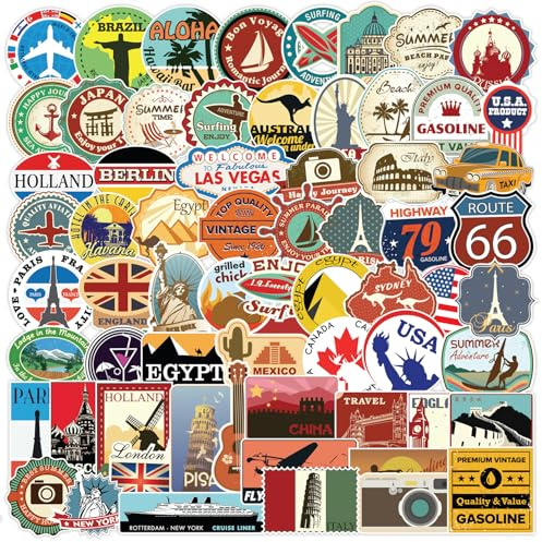 100 Adesivi da Viaggio - Impermeabili Aesthetic Stickers Decalcomanie per Scrapbooking, Diari, Album, Valigia, PC, Book