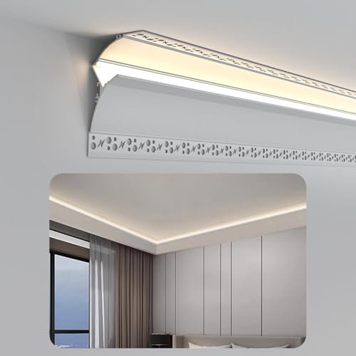 Aluminium-Kanalprofil für Heimdekoration, indirekte Beleuchtung, 15,2 m, Sockelleisten für Heimkino, Kronenleiste, 1,9 m, 20,3 m, 3,5 m, 3,5 m, 40,5 m, 65,2 m, 7,6 m, 10,2 m, 15,2 m Länge