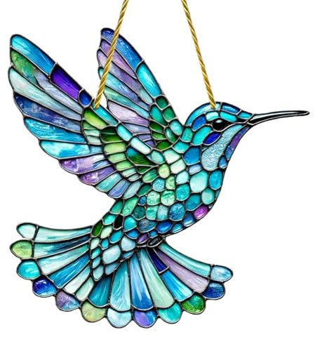 Kolibri Sonnenfänger Für Fenster, Kristall Sonnenfänger Buntglas Garten Hängende Ornament Regenbogen Maker Prisma Anhänger Dekoration Acryl-Sonnenfänger Gartendekoration
