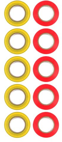 Namvo 10 rollos de cinta aislante de PVC autoadhesiva, cinta aislante fuerte para reparar cables aislantes, resistente al agua y al calor, 20 m x 17 mm (rojo/amarillo-verde)