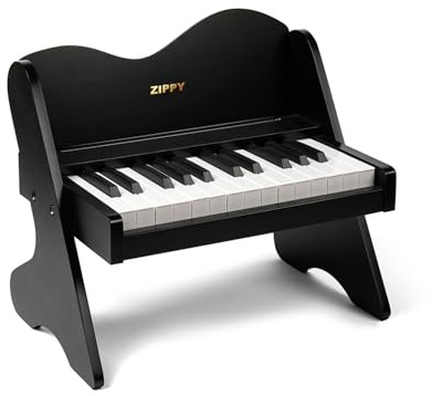 ZIPPY Clavier de Piano pour Enfants, 25 Touches, Volume réglable, Mini Instrument de Musique éducatif, Jouet en Bois pour Tout-Petits, Filles et garçons (Noir)
