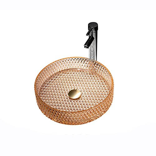 ERoomQ Modern Minimalist Round Bathroom Vessel Sink Countertop Glass Wash Basin(D)