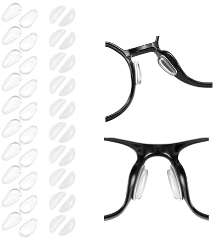 JYNVO 40 pcs plaquettes nasales autocollantes pour lunettes, plaquettes antidérapantes pour lunettes, plaquettes nasales en silicone pour lunettes, pour tous types de lunettes