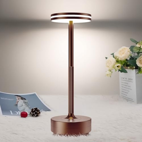 bravzurg 5000mAh Lamparas de Mesa LED Recargable Inalámbrica Para Exterior | Lampara de mesita noche, Regulable, Lámpara Escritorio Bateria portatil y IP54, Para Jardin,Restaurante,Dormitorio