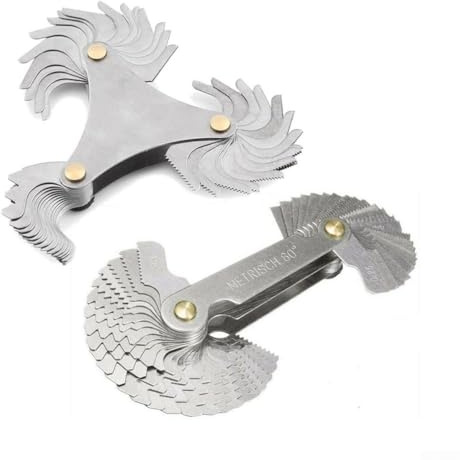 Juego de medidores de paso de rosca métrico para calibrador de tornillo Imperial US SAE herramienta de medición de acero inoxidable 60° 55° ángulo maquinista medidor de roscado 2 unidades 51+58 piezas