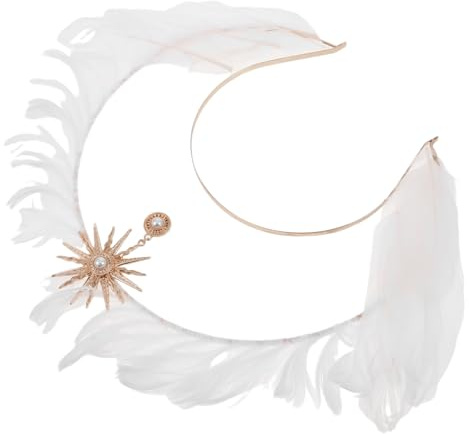 DEARMAMY Halloween-Dekorationen Krone Kopfschmuck Sonne Kopfbedeckung Cosplay-Haarreifen Göttin Kopfbedeckung Halloween Stirnband Diademe für Frauen Braut Nachahmungsperlen Weiß
