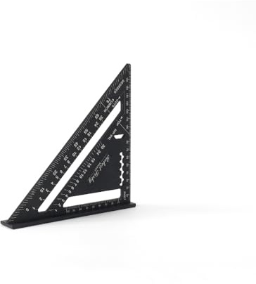 Robert Sorby Select Équerre de charpentier aluminium 180 mm 7, équerre de chevron métrique, guide de scie, rapporteur, finition noire mate