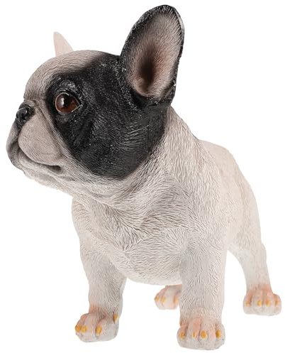 Housoutil Statue de en Résine Réaliste Décoration de Jardin pour Pelouse et Intérieur Figurine de Chien Mignonne Noire et Blanche Ornement Artisanal pour Maison et Bureau