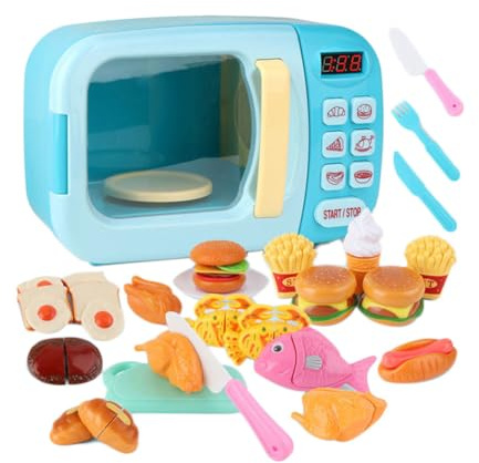 Ensemble De Jeu De Cuisine pour | Jouet Électronique De Simulation De Micro-Ondes avec Lumière Et Son | Mini Appareil De Cuisine Alimenté par Batterie avec Accessoires Alimentaires | Ensemble