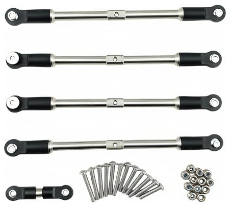 Stainless Steel Steering Tie Rod Turnbuckles Upgrade Set for 1/8 6S Kraton Notorious Outcast and 1/7 FIRETEAM Big Rock RC Car