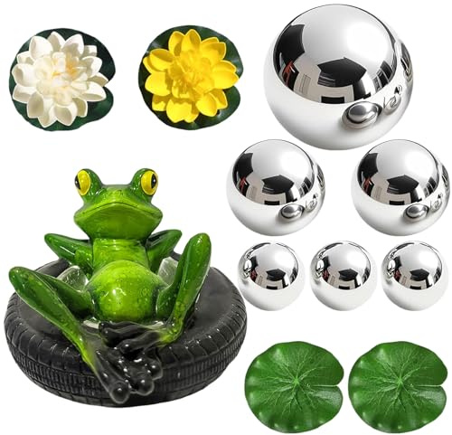 SHOWHEEL Miniteich Deko Set Schwimmfrosch für Miniteich, Gartenteich