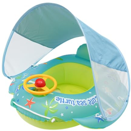 Salvagente Per Bambini - Previene Scottature E Ribaltamenti, Ciambella Gonfiabile Con Parasole E Volante, Misura 70x70cm, PVC Certificato Sicuro EN71 - Per 1-4 Anni