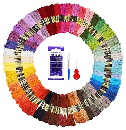 Fuyit Stickgarn Embroidery Threads 48 Farben 144 Docken Sticktwist Nähgarne Stickerei Basteln Crafts Floss Set 8m 6-Fädig Bunt Multicolor für Kreuzstich Basteln Freundschaftsbänder Nähgarne Häkeln