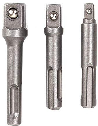 Gasea 3pcs 1/4 3/8 1/2 SDS Plus Shank Socket Impact Driver Adapter Power Extension Drill Bar Bit