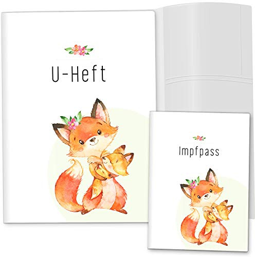 OLGS U-Heft und Impfpasshüllen 3-teiliges Set | Hab Dich lieb | Hüllen für den Untersuchungsheft & Impfpass |schöne Geschenkidee (U-Heft Set 3-teilig ohne Personalisierung, Fuchs)
