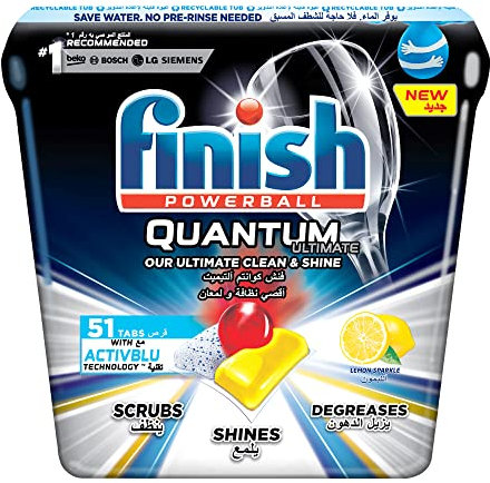 Finish Powerball Quantum Ultimate Spülmaschinetabs - 51 Zitrone Tabs Lemon Citrus, 1790 g