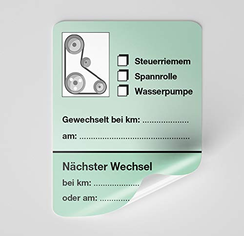 KFZ-Zahnriemen-Steuerriemen-Aufkleber Grün 50 Stück Blanko