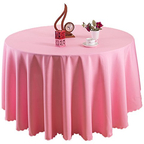 TANGMEN Pure Farbe Tischtücher Ornamente Rund Tischdecke Hoteltischdecke Konferenztischdecke Pink Rund:200cm