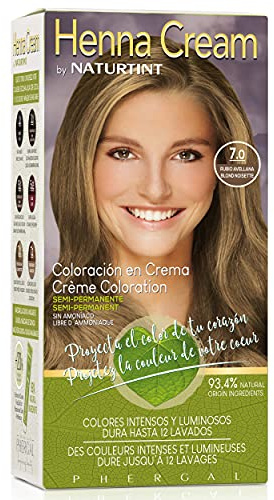 Naturtint | Henna Creme | Semi-Permanente Färbecreme ohne Ammoniak | +90% natürliche Inhaltsstoffe | Bis zu 12 Wäschen | 7.0 Haselnussblond | 110 ml