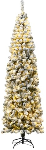 GOPLUS 135/180/225cm Weihnachtsbaum künstlich mit Schnee, Künstlicher Christbaum mit klappbarem Metallständer, Tannenbaum künstlich, für Weihnachtsdeko (Schnee mit Beleuchtung, 225cm)