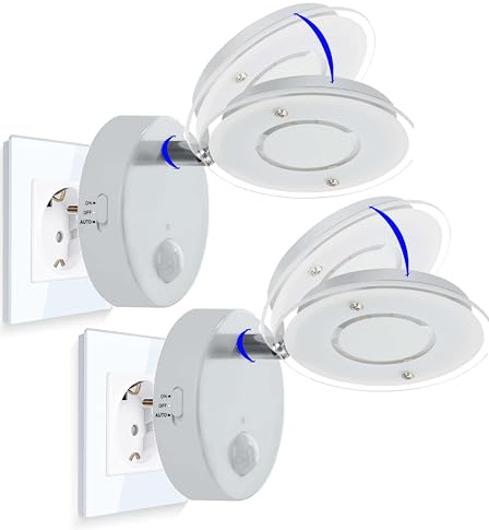 Trango 2er Pack 2636-026 Sensor LED Nachtlicht *NITE* in Weiß mit Automatikfunktion direkt 230V mit Bewegungssensor I Sicherheitslicht I Steckdose Lampe I Wandlampe I Orientierungslicht I Nachtlampe