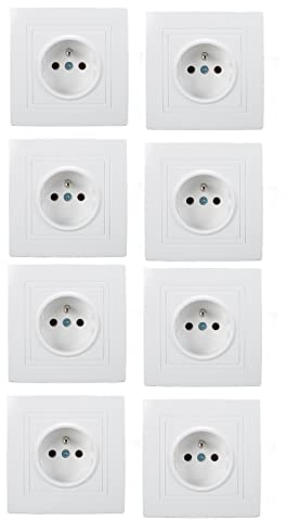 Tomacorriente, Instalación Empotrada Enchufe Estándar Francés Seguro 8pcs Enchufe de Pared de Plástico Resistente Al Desgaste Desmontable para Oficina