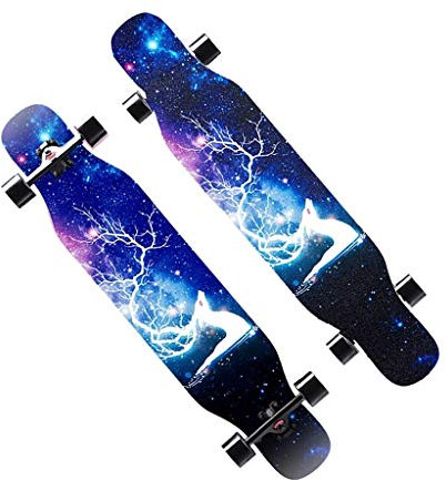 7 Layer Ahornholz Deck Longboard Jungen Longboards für Mädchen, 43 Zoll Drop Durch Skateboard Erwachsene Anfänger für Kinder Teenager Downhill Dancing Surfskate (Color : Style A)