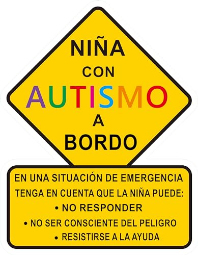 STICKY DUDE Niña con Autismo a Bordo, Calcomania Autismo para Carro, Español México Autismo Calcomanía para auto, Camión Calcomanía Calcomanía. Respuestas de alerta, 5 pulgadas