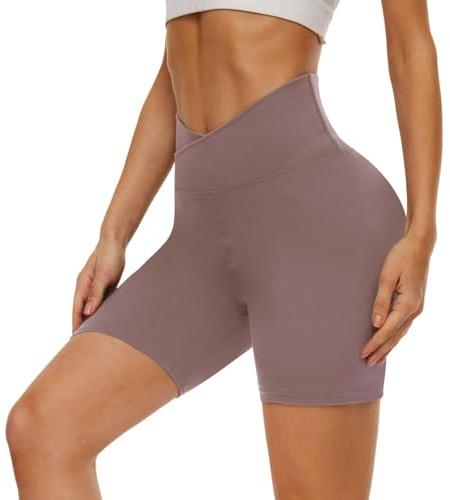 DDOBB Pantalones cortos de ciclismo para mujer, pantalones cortos deportivos, leggings opacos de cintura alta elástica, ropa interior de fitness, shorts de verano, pantalones cortos, Rosa., L-XL