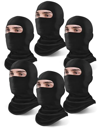 Xeoxarel 6 Pieces Balaclava Face Mask, Ski Cooling Neck Gaiter, UV Protector Motorcycle Scarf for Men/Women, Black