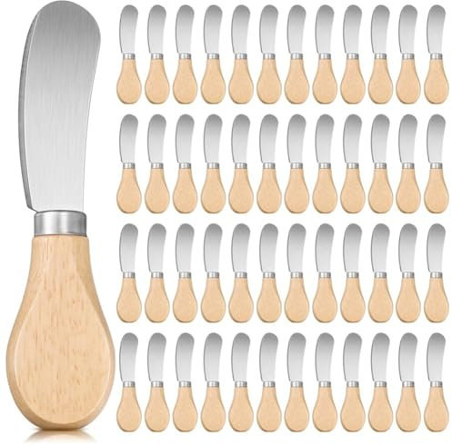 CENMEN 48 Couteaux à Beurre à Fromage en Acier Inoxydable de 4,7 Pouces avec Manche en Bois pour Buffets, Restaurants, Hôtels et Réunions Familiales.