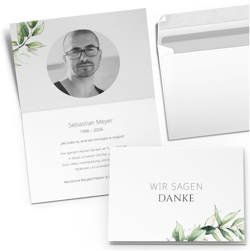 Einladungskarten Manufaktur Hamburg 10 personalisierte Trauer Danksagungen Dankeskarten mit eigenem Text und Foto | Individuell anpassbare Trauerkarten mit Briefumschlägen | Karten Design 12