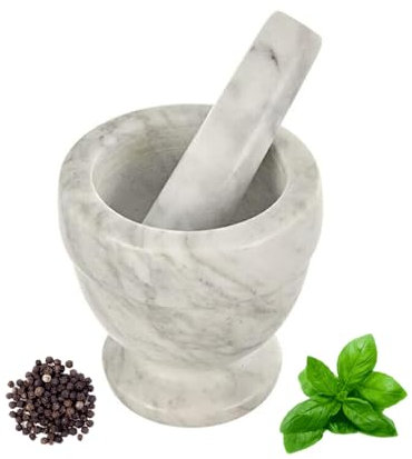 NOBILE LOVELYCARE Mortaio con pestello in marmo Macinino manuale da cucina in pietra resistente ed elegante, colore random Macinazione pesto aglio pepe spezie