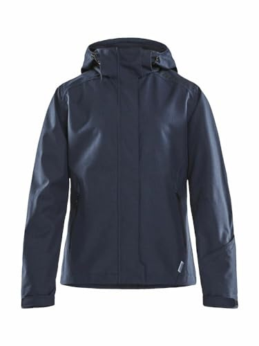 Craft MOUNTAIN Jacket | Damen Winterjacke XXL | Dark Navy Melange | Wind- und Wasserdicht | Hoher Kragen und abnehmbare Kapuze | Regenjacke Damen wasserdicht | Skijacke Damen | Wanderjacke Damen