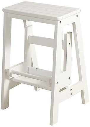 Scala pieghevole in legno, sgabello a 2 gradini per casa, giardino, arredamento da biblioteca in legno massello, sgabello pieghevole in legno per esterni