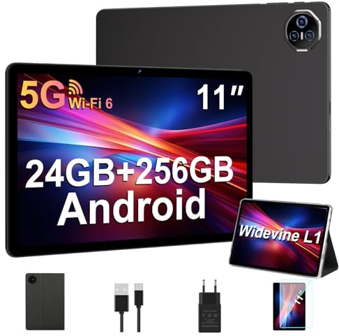 BIEGEDY 2026 Neuestes Tablet 11 Zoll Android Octa-Core Gemini AI,Tablet PC 24 GB RAM + 256 GB ROM (TF 2TB) | WideVine L1丨8000mAh丨WLAN 6丨5+13MP丨Bluetooth5.0丨1280 * 800丨Metallabdeckung Schwarz
