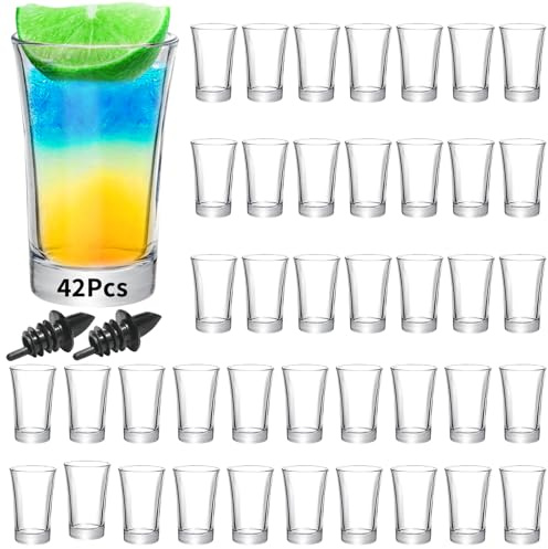 SuproBarware 42 shotglas 50 ml/5 cl, shotglas för tequila, vodka, ouzo, likör etc. Idé för fest. Diskmaskinstålig. Transparent