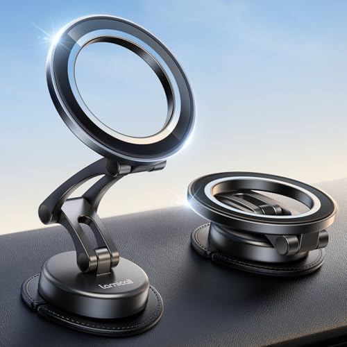 Lamicall Handyhalterung Auto für MagSafe Autohalterung - [360° Drehung Adaptive Basis] Metall KFZ Armaturenbrett Handyhalter Auto Magnet, Auto Zubehör Innenraum für iPhone 16 15 14 13 12, Alle Handys