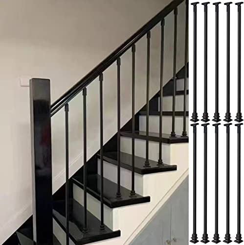 Spindel-Set für Innentreppen, Metall, schwarz, für Dachboden, Korridor, Villa, Hotel, Boden, 150 cm hoch, 10 Stück
