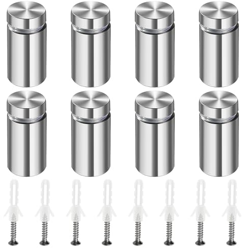 Lyeteung 8 Stücke 16×30 mm Schilder Abstandshalter, Edelstahl Schilderhalter Werbeschraube, Werbung Schrauben Abstandshalter, Glasabstandsbolzen mit Schrauben und Spreizrohr, für Schilder Displays